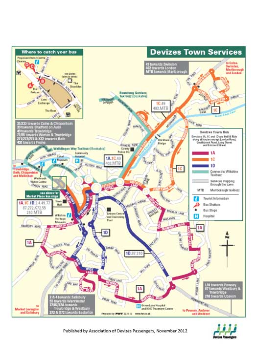 Devizes Town Bus Map